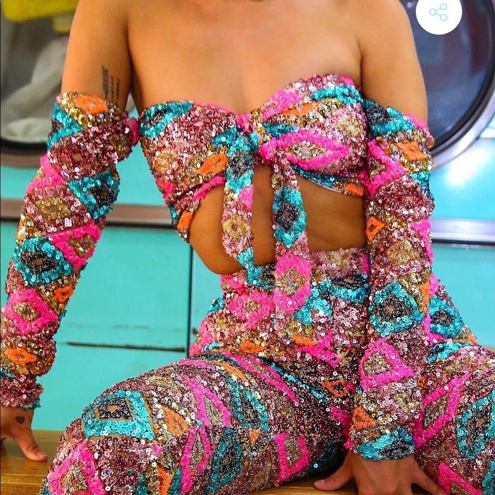 Elsie and Fred sequin crop